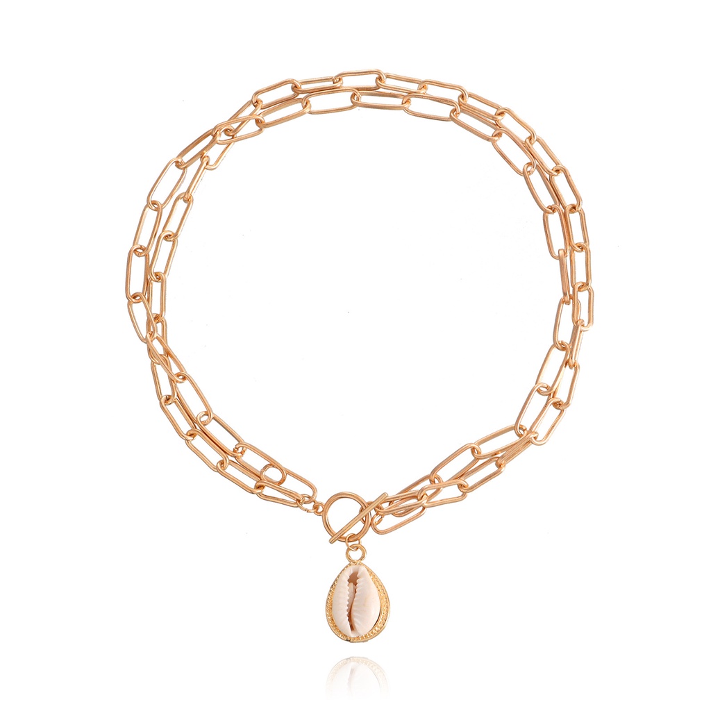 Vòng cổ Sợi Đôi Mặt Vỏ Sò Thời Trang Cá Tính Cho Nữ