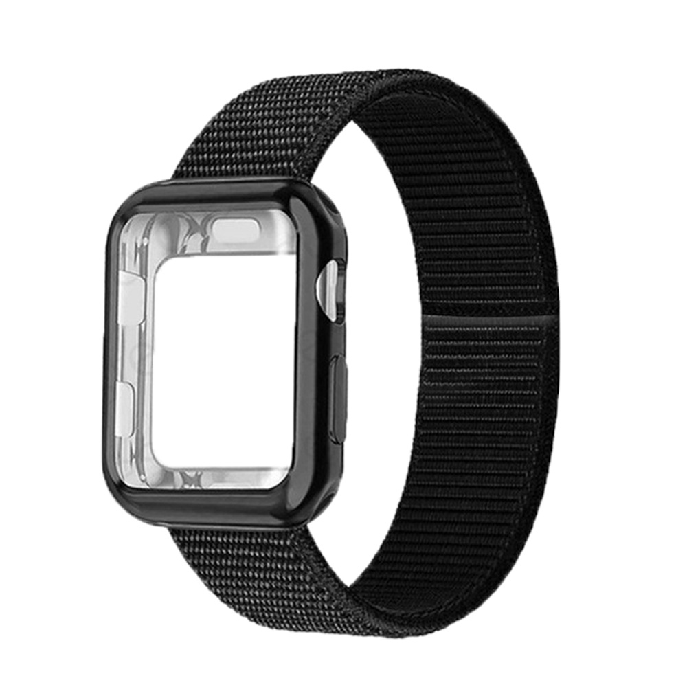 Dây Nylon Đeo Tay Với Vỏ Bảo Vệ Cho iWatch Series 7/6/5/4/3/SE 45mm 41mm 44mm 40mm 42mm 38mm