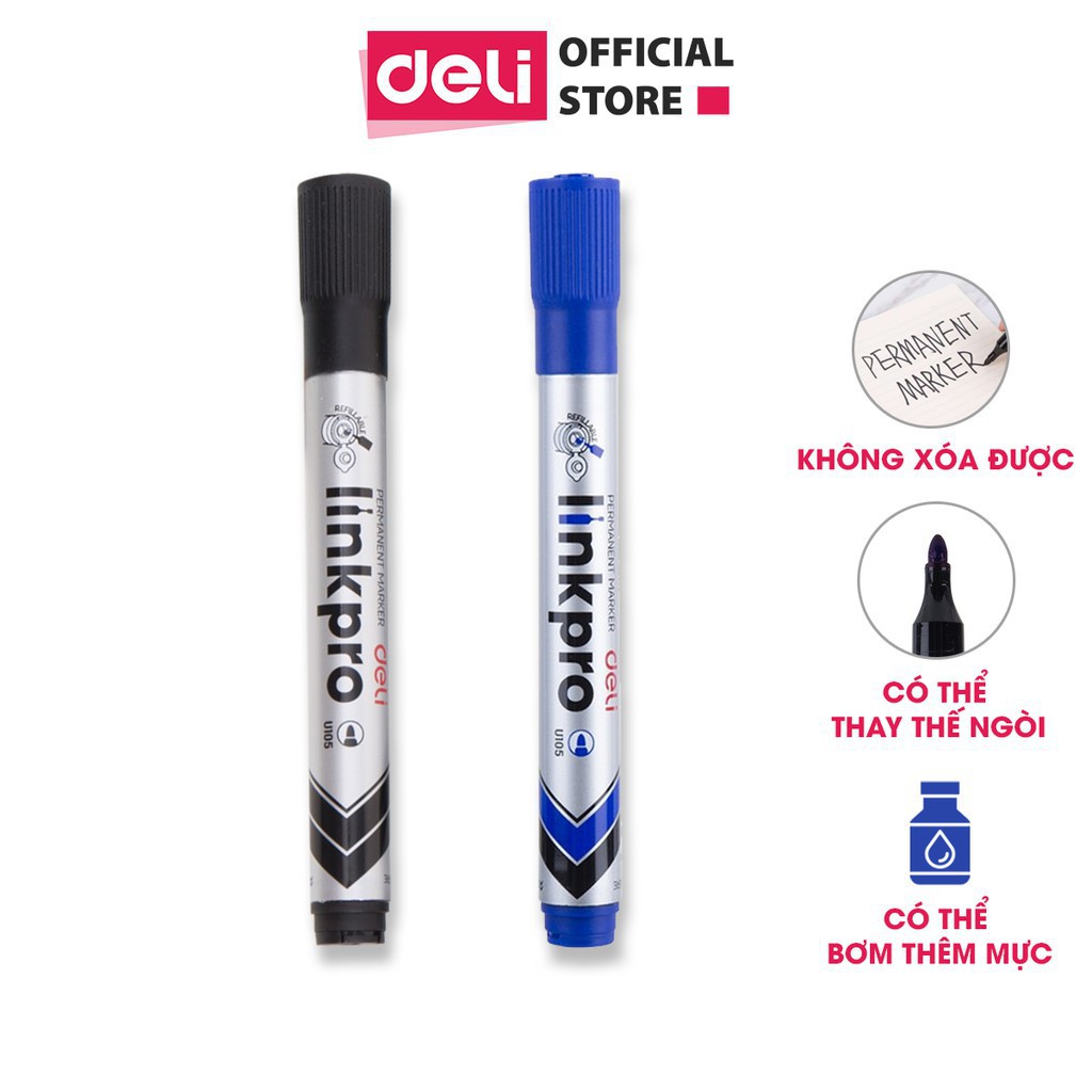 Hộp 10 cây Bút dạ bảng DELI - Mực Đen/Xanh/Đỏ 2.0mm - EU00120/EU00130/EU00140