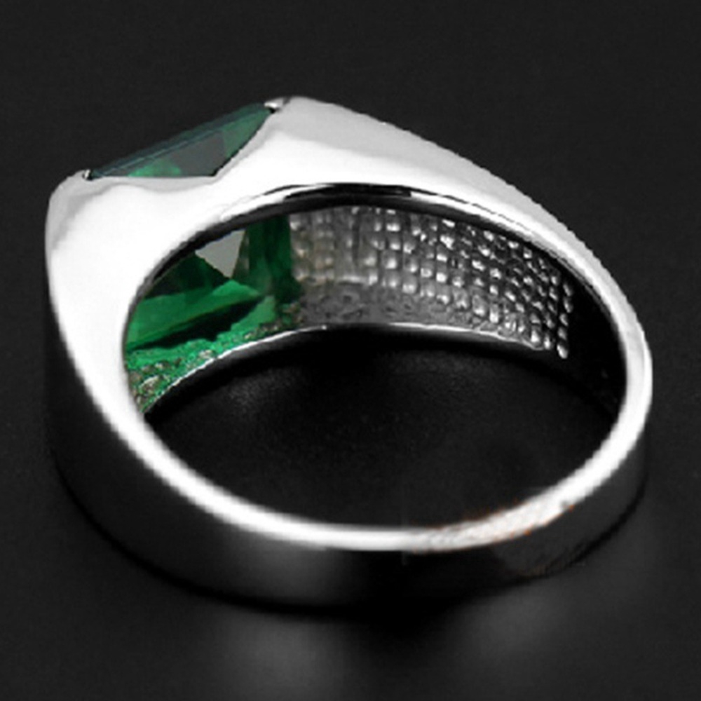 Cincin Batu Permata Fashion Untuk Pria Dan Wanita, Perhiasan Cincin Emerald Unik, Ukuran 7-14