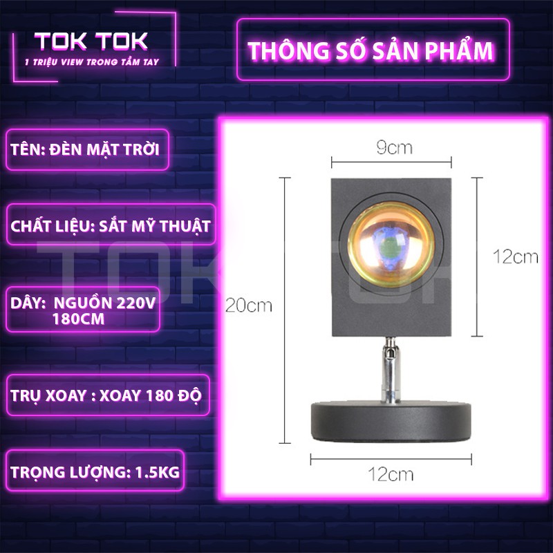 Đèn Hoàng Hôn, Sunset, TIKTOK chiếu cầu vồng trang trí, chụp hình, quay TikTok hot trend tích kiệm chi phí, ánh sáng lớn