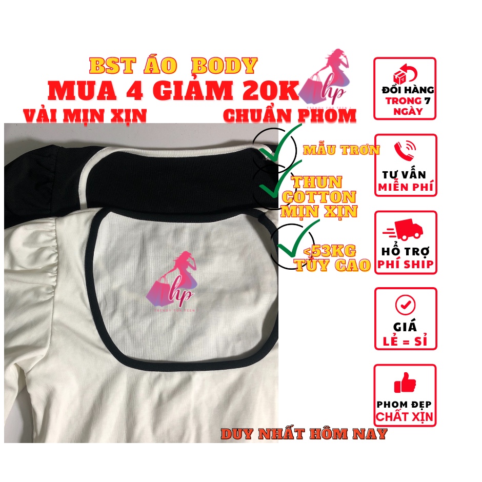 Áo thun nữ tay phồng viền đẹp dáng ôm body cổ vuông tay dài màu trắng đen phong cách hàn quốc  thời trang 2021