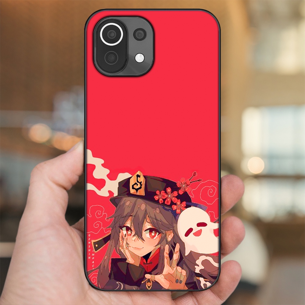 Ốp lưng Xiaomi Mi 11 Lite viền đen in hình Hutao Genshin Impact