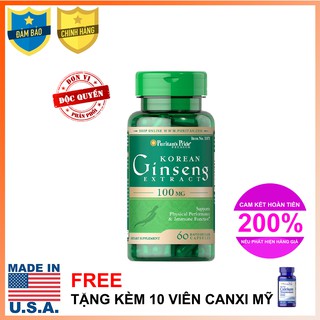 Viên uống tăng cường sức khỏe nhân sâm Hàn Quốc Puritan's Pride Korean Ginseng Extract 100mg 60 viên