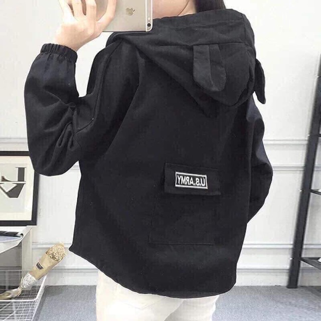 Áo khoác kaki tai gấu lót lông