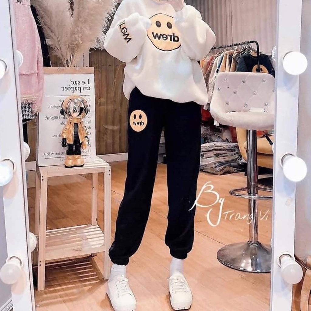 Quần Nữ Bo Gấu CUTEZOO Quần Jogger Drew cá tính 2 màu Đen Xám