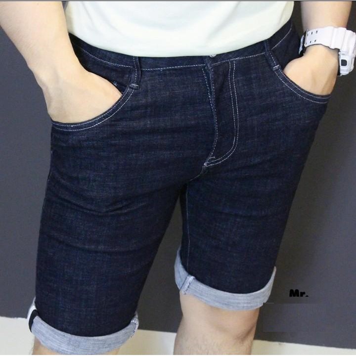 QUẦN SHORT JEAN NAM MÀU XANH TRƠN CHẤT CO GIÃN HÀNG XỊN BÁN SHOP MS6