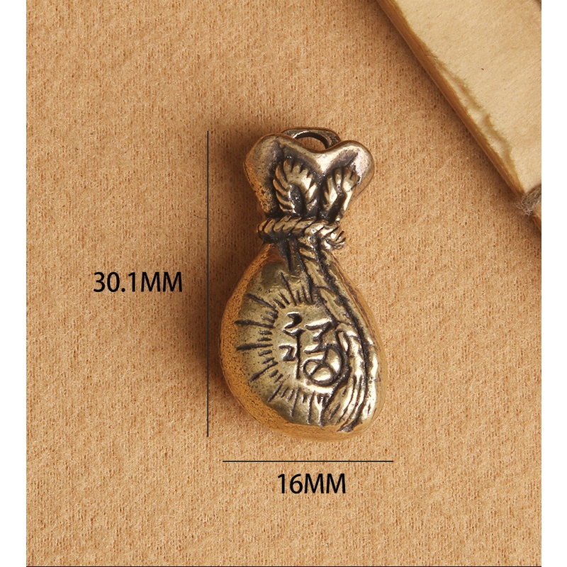 Móc khóa đồng thau hình túi phúc may mắn cực đẹp may mắn độc đáo lạ phong cách bền bỉ đẹp.4H