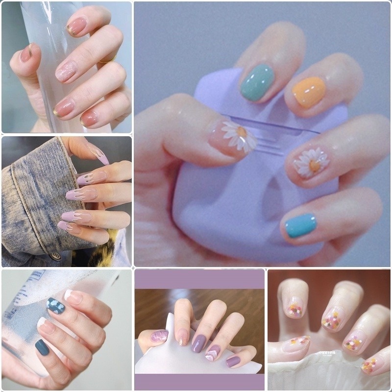 [Hàng mới về] Set 24 móng giả loại ngắn/dài loại R081-R100 kèm keo dán