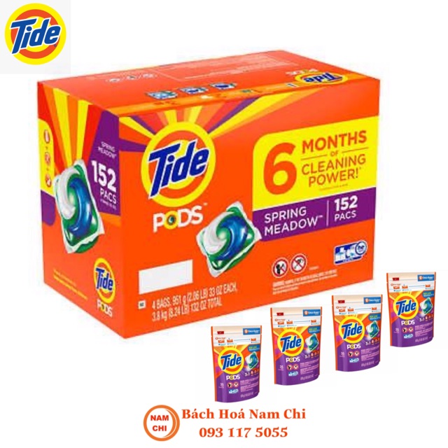 [Thùng 4 Túi] Viên Giặt Tide Pods 3in1 Túi 42 Viên Của Mỹ Siêu Tiết Kiệm Đánh Bay Mọi Vết Bẩn Cứng Đầu - Hàng Mỹ