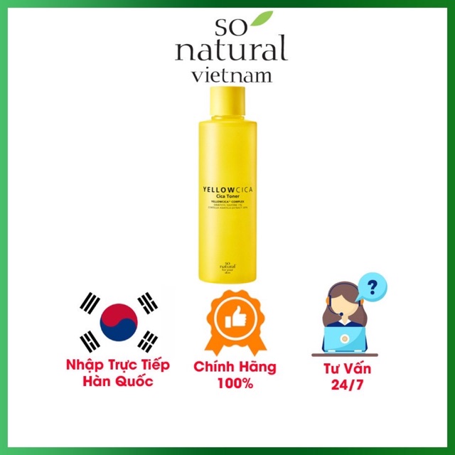 Yellow Cica Toner Trị Mụn Dành Cho Mọi Loại Da So Natural Hàn Quốc l Nhập Khẩu Chính Hãng Hàn Quốc