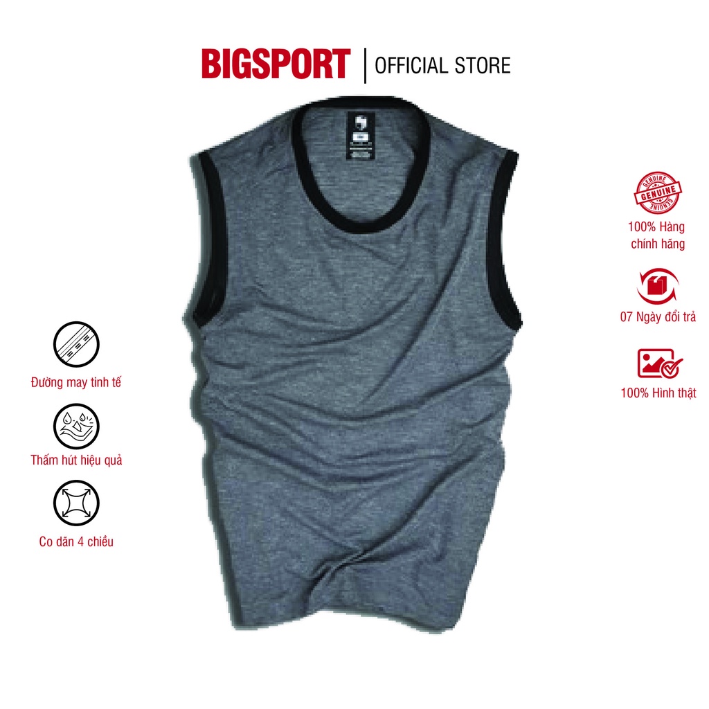 Áo 3 lỗ nam form rộng - Áo ba lỗ nam thể thao cổ tròn, sát nách dệt kim trơn basic cổ tròn Cao cấp- Big Sport, BS05