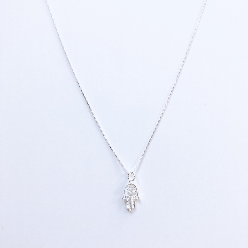 Dây chuyền bạc mặt bàn tay hamsa - Ngọc Quý