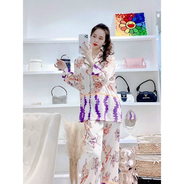 BỘ PIJAMA LỤA CAO CẤP MULISI HỒNG BUN GA RI
