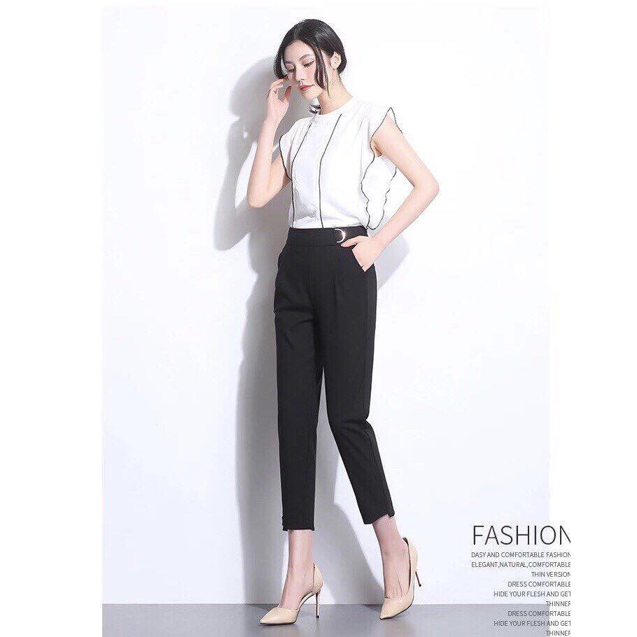 Quần baggy đai Chữ D MÀU ĐEN SIÊU ĐẸP ( ảnh thật)