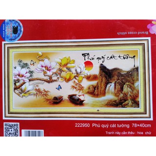 Tranh thêu chữ thập Phú Quý Cát Tường 222950-78x40cm