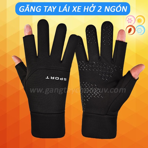 Găng tay xe máy hở 2 ngón dày 3 lớp chống nước/ giữ ấm/chống nắng dùng được 4 mùa GSUN HN