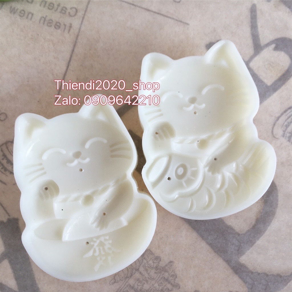 Khuôn bánh trung thu_ Mèo thần tài_50gr~65gr