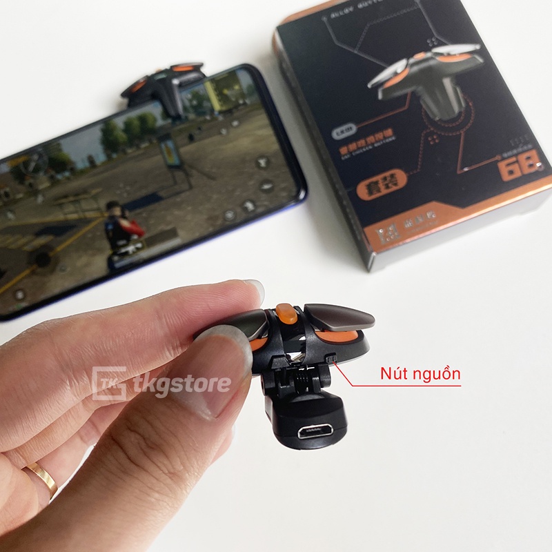 Nút bấm chơi game JS68 auto táp siêu nhanh 68 nhịp/s bắn Pubg Mobile Free Fire 4 ngón cực nhạy và dễ dàng