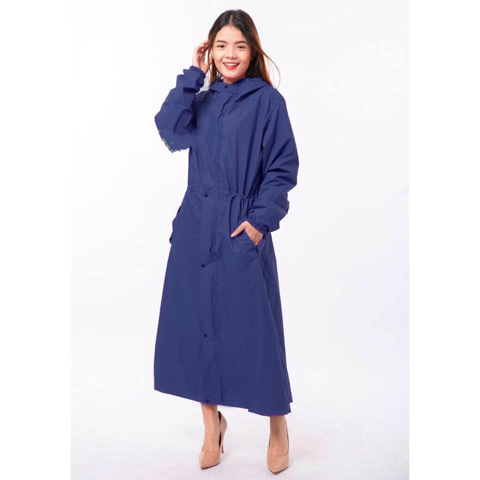 Áo mưa măng tô nữ 1 đầu 2 lớp vải Hàn Quốc phủ PU cao cấp chống thấm mưa cực tốt