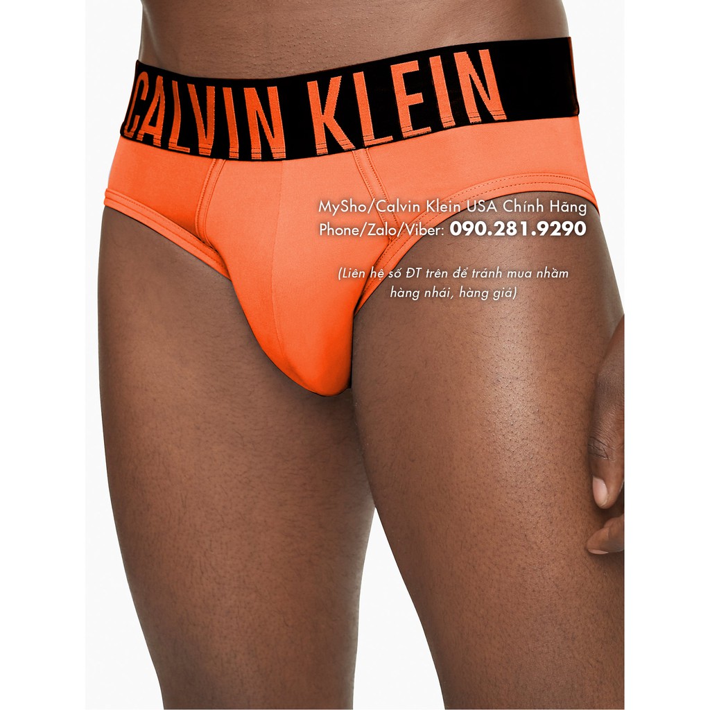 (Bill Mỹ Chính Hãng size M) Quần lót nam cạp chữ to, màu cam tam giác (55), Intense Power Hip Brief - Calvin Klein USA