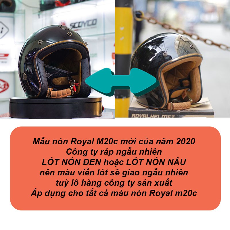 Mũ bảo hiểm 3/4 Royal m20c màu cam lót rời chính hãng - Mũ 3/4 M20c vàng cam đi du lịch siêu đẹp
