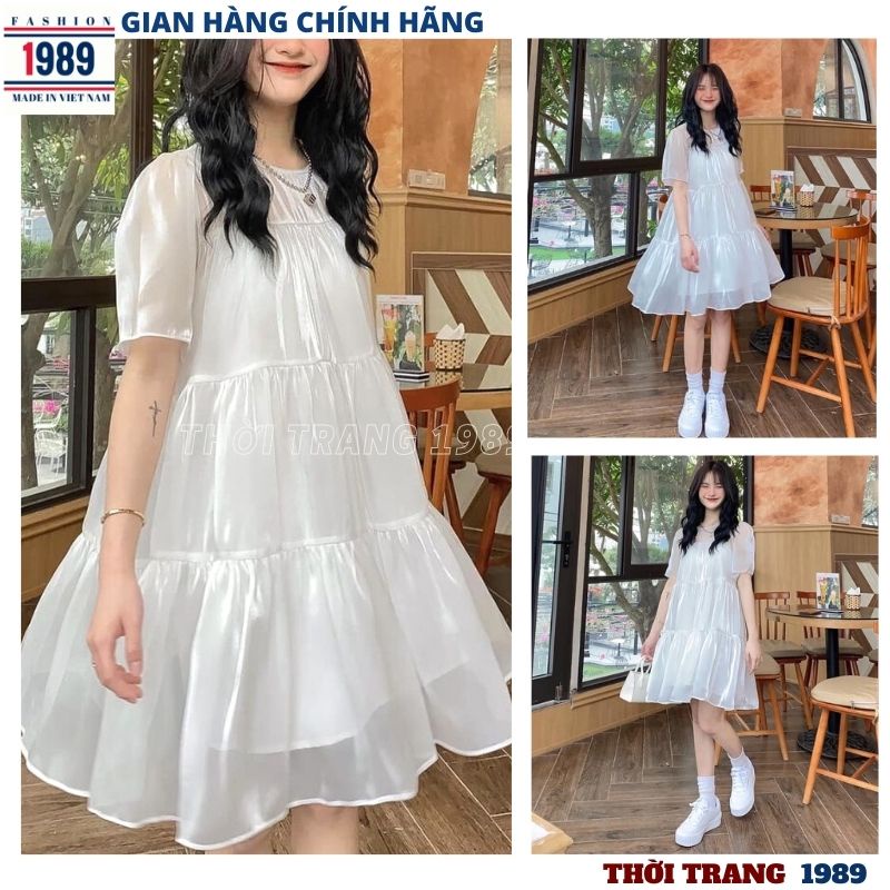 Váy babydoll voan tơ 2 lớp kiểu dáng hàn quốc ulzzang xèo bồng công chúa tiểu thư bánh bèo dễ thương -PHƯƠNG 1989