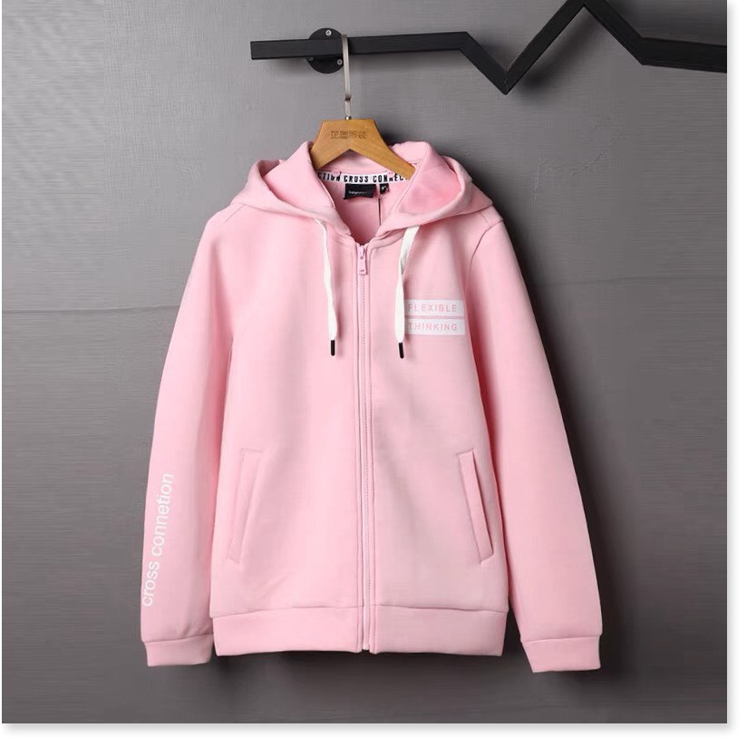 Áo khoác hoodie nam nữ phối logo cùng chữ kết hợp có mũ, 2 bên túi hiện đại thoáng mát sang trọng