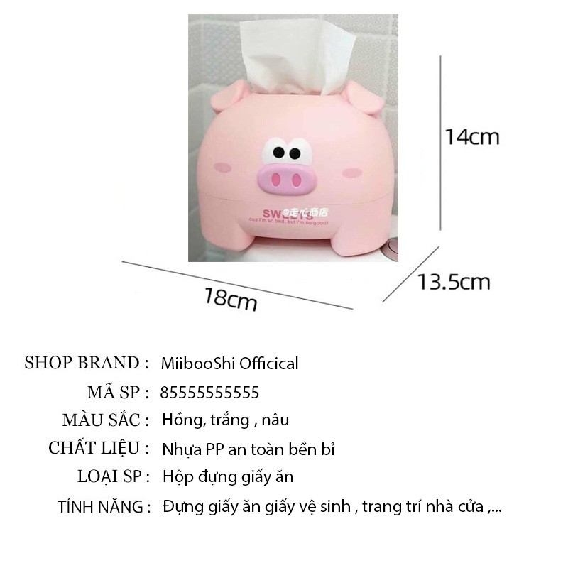 Hộp đựng giấy [Mã GG TRANKD ] Hình thú dễ thương chất liệu nhựa cao cấp MiibooShi