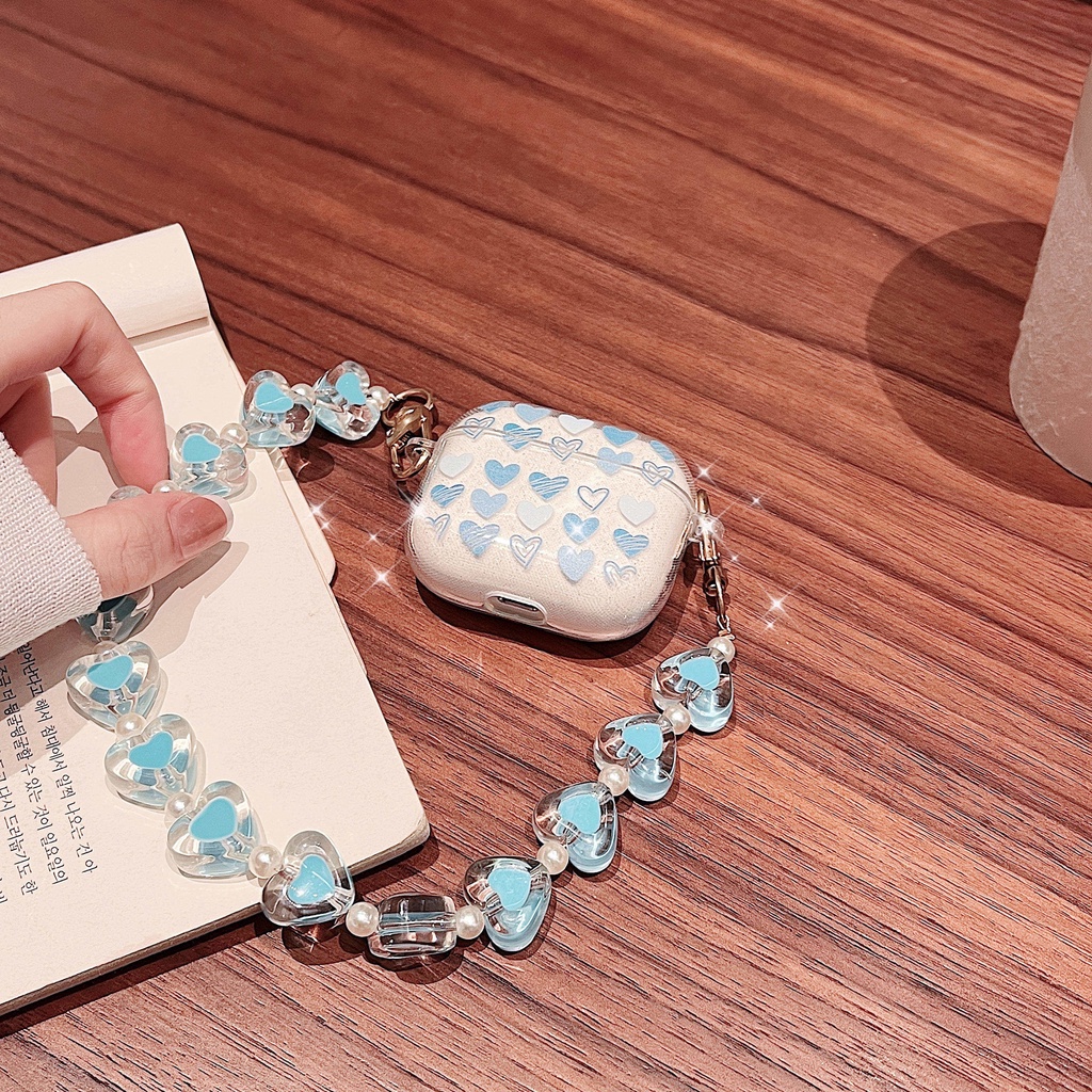 Vỏ Bảo Vệ Hộp Sạc Tai Nghe AirPods3 AirPods3 Họa Tiết Hoạt Hình Trái Tim Màu Xanh Dương Lấp Lánh 2021 Mới