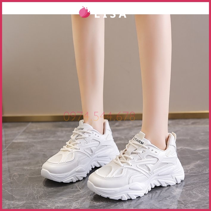 Giày Thể Thao Nữ, Giày Sneaker Nữ Độn Đế Da Mềm Phối Lưới Phong Cách Ulzzang,FULL BOX  M64 -- Lisa