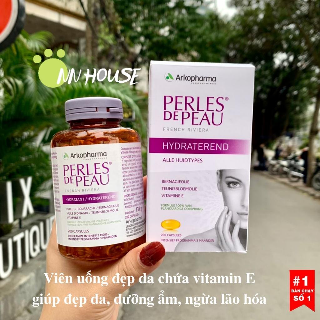 Viên uống đẹp da Perles de Peau Arkopharma Pháp vitamin e,tinh dầu hoa anh thảo, lưu ly trắng da,dưỡng ẩm,ngừa lão hóa