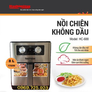 Nồi Chiên Không Dầu Hachimitsu 8L HC 688- Điều Khiển Cơ- Công Suất 1700W- Khay Phủ Chống Dính Siêu Bền- Không Mùi Nhựa