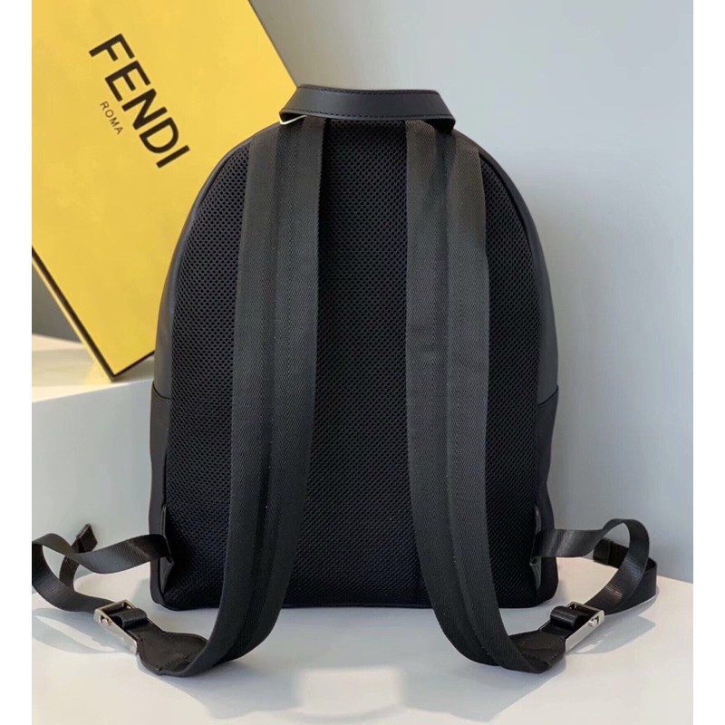 Balo nam mặt sau bằng vải lưới công nghệ cao thoáng khí, chất liệu nylon và da bò màu đen fendi FD