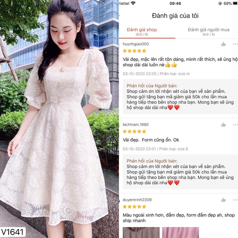 Đầm nữ ren trắng cổ vuông hoa cúc siêu xinh Doris Dress | BigBuy360 - bigbuy360.vn