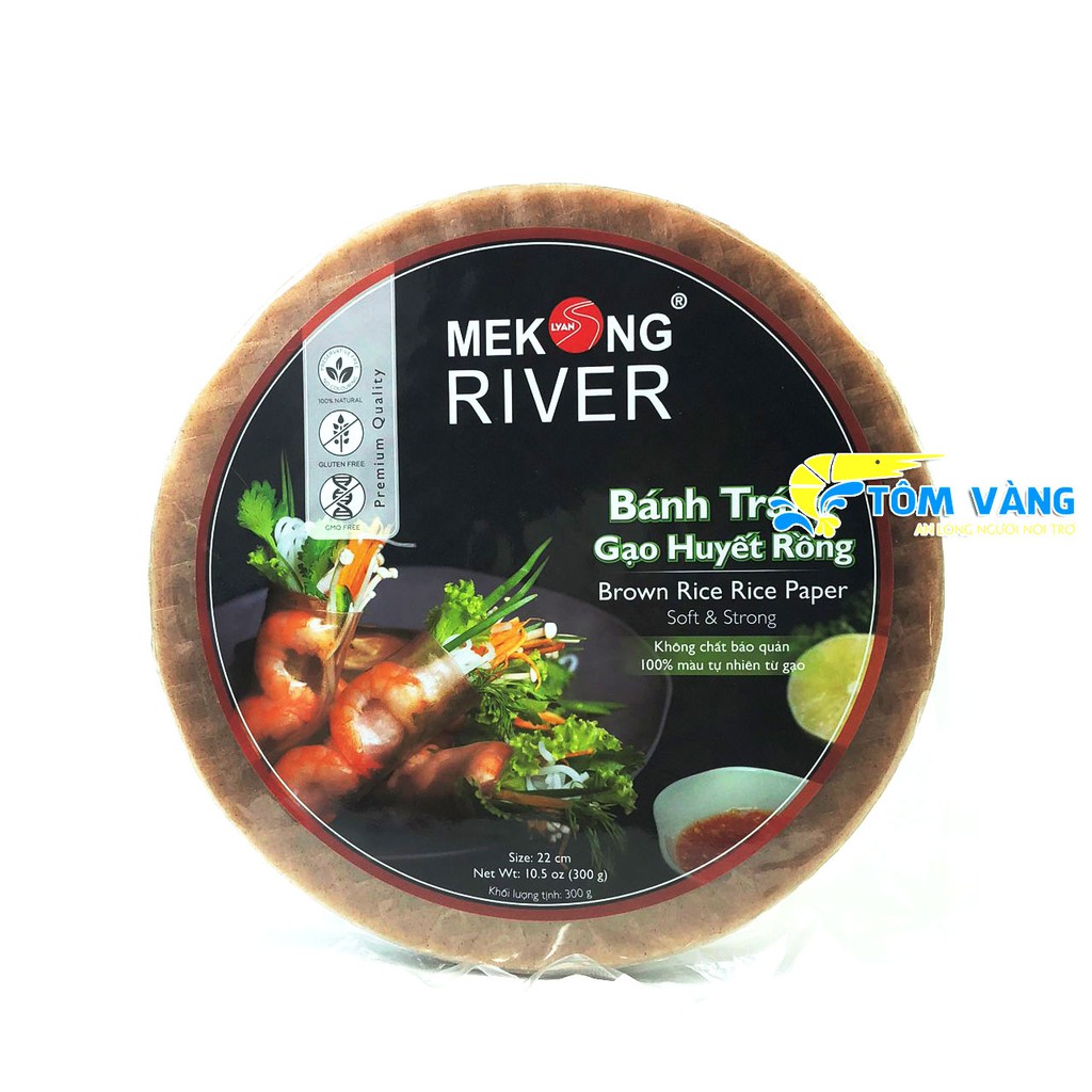 Bánh tráng Mekong River 22cm 16cm 300g Cuốn gỏi - Tôm Vàng