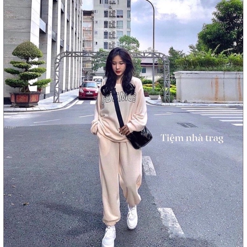 Bộ quần áo nỉ Cosmos mặc thu đông @mit.storee ( 3 màu Đen , Xám, Be ) | BigBuy360 - bigbuy360.vn