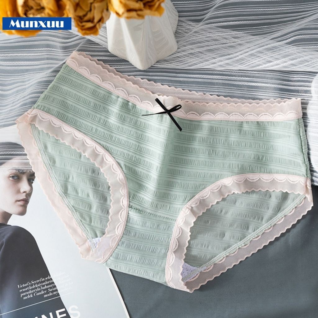 Quần lót nữ Cotton lạnh cao cấp viền ren sexy co dãn thoáng khí - MUNXUU QC34
