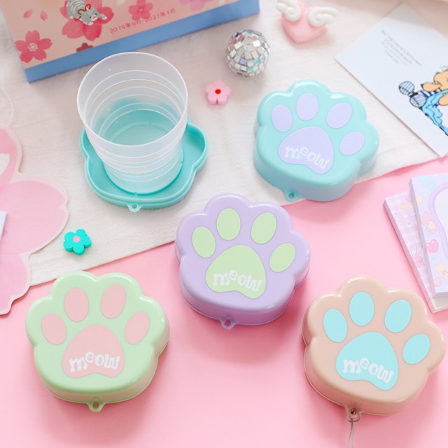 Cốc gấp thu gọn hình chân mèo dễ thương mang đi du lịch,picnic tiện lợi.