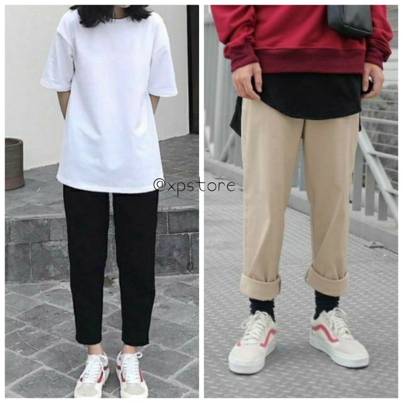 [Hình thật] quần baggy kaki lưng thun Unisex