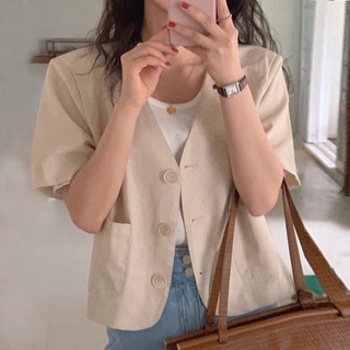 Áo Khoát Tay ngắn nữ tính có cúc gài - oder taobao