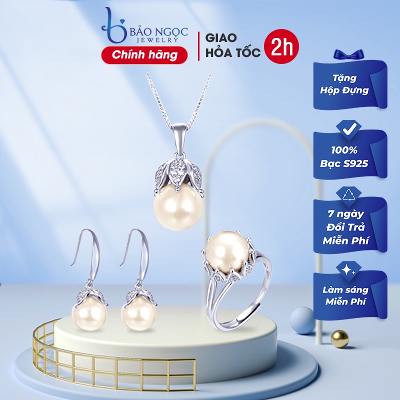 Bộ Trang Sức Nụ Hoa Ngọc Trai Ngọt Ngào Cổ Điển Cho Phái Nữ BNT622 Bảo Ngọc Jewelry