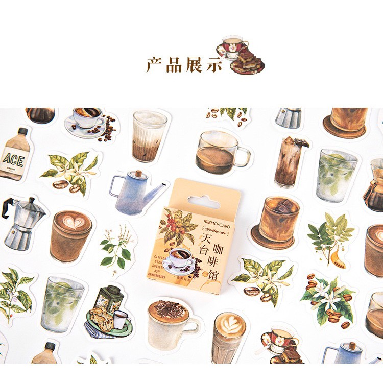 Bộ sticker/ Hình dán Các Loại Coffee (46 Hình)