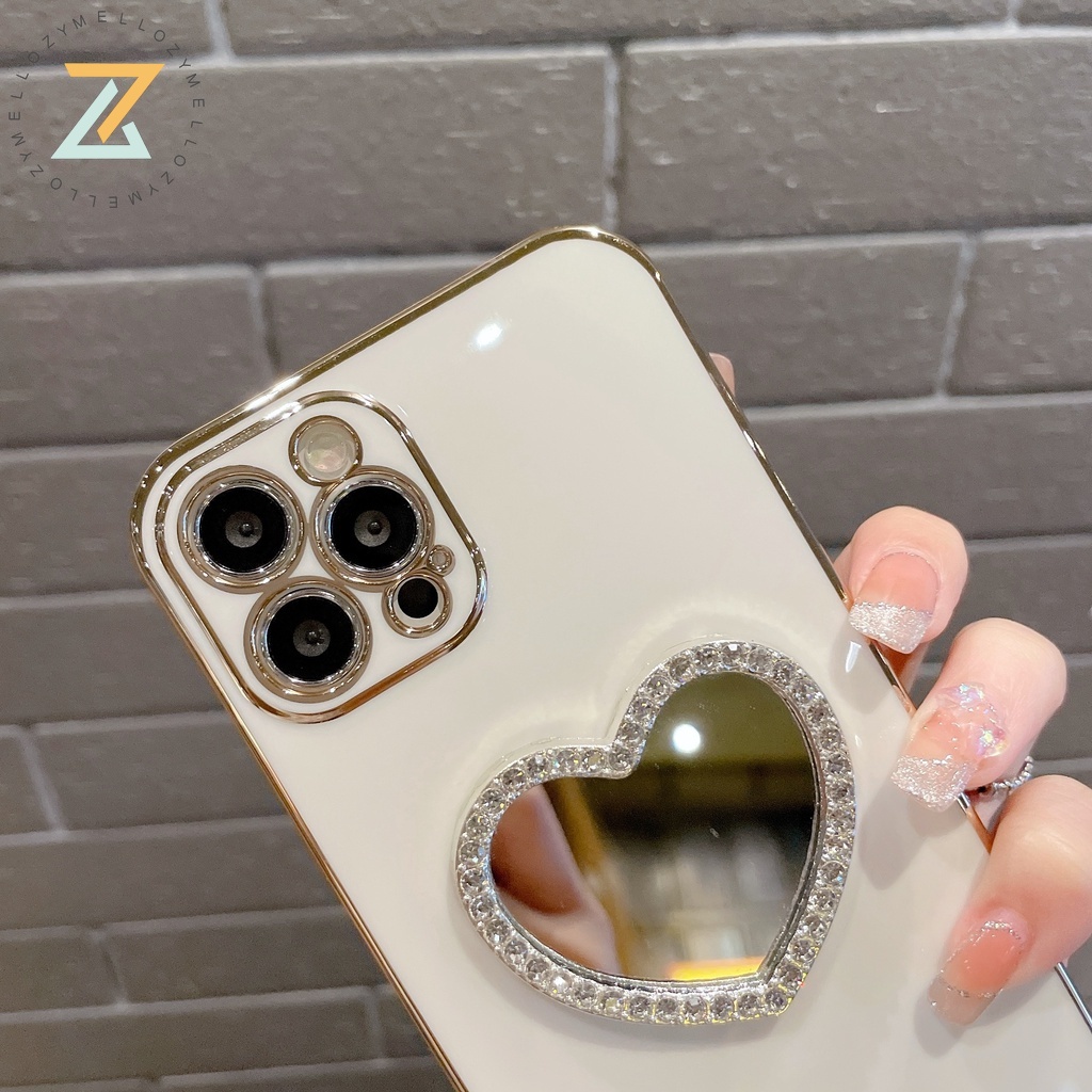 Zymello ốp lưng Realme C35 Realme C11 2021 Realme C21Y C25Y C12 C15 C20 C25 C25S Realme 5 5s 5i 6i C3 Vỏ điện thoại mạ điện gương tình yêu thời trang