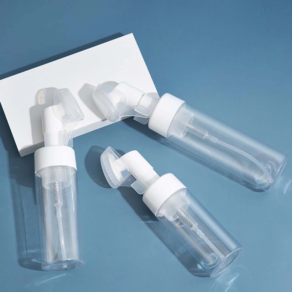 Chai Nhựa Rỗng Trong Suốt Dạng Xịt Tạo Bọt Đựng Xà Phòng / Mousse Kèm Cọ Rửa Mặt