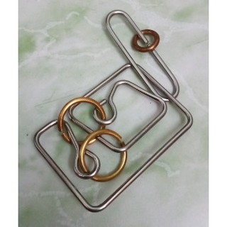 Đồ chơi trí tuệ_Thử thách trí não_Rectangle with Two Rings-Wire Puzzle_Giáo dục_Rèn luyện_IQ Test_Giải đố_Tư Duy Logic