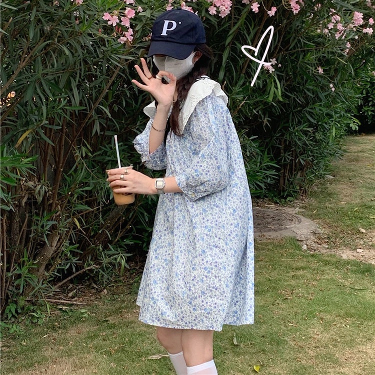 Đầm Hoa Cổ Búp Bê Thời Trang Mùa Hè Hàn Quốc Mới