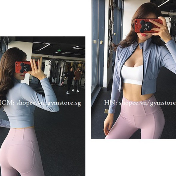 Áo Khoác Chống Nắng Ôm Body Croptop Dài Tay Thể Thao Nữ Tập Gym Yoga Thun Mát Lạnh Co Giãn Tôn Dáng 𝐆𝐘𝐌𝐒𝐓𝐎𝐑𝐄 3092
