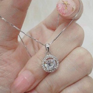 Dây chuyền mặt tròn bạc ta tinh tế, dây chuyền bạc ta đính đá sang trọng,bảo hành trọn đời, tiệm bạc real