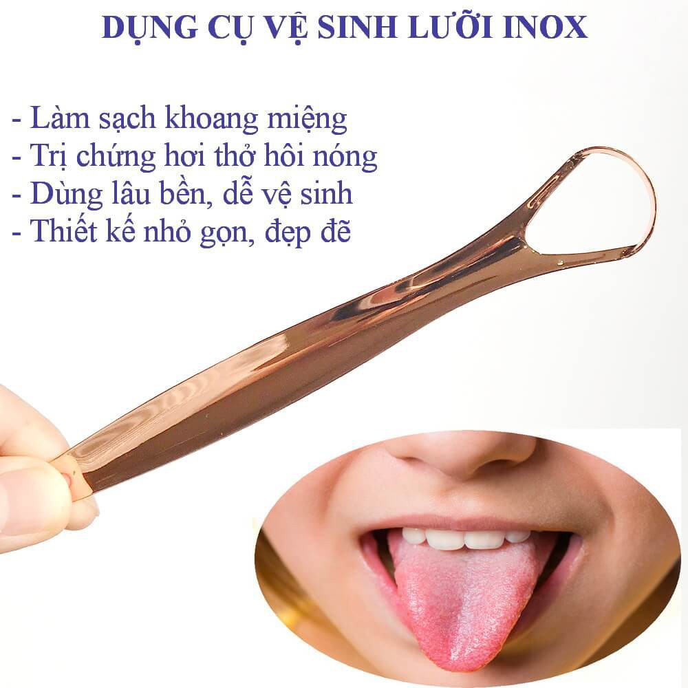 Dụng Cụ Nạo Lưỡi, Cạo Lưỡi, Vệ Sinh Lưỡi Người Lớn Bằng inox, Thép Không Gỉ Hết Rêu Lưỡi, Hơi Thở Hôi (Tặng Kèm Hộp)